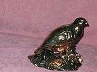 CERAMIC BIRD FIGURINE WITH GOLD/COPPER OVERLAY   7 1/2 X 7 1/2 X 