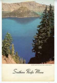 1940s Southern Pacific Railroad Menu with Crater Lake Cover  