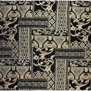  54 Wide Jacquard Chenille Starwood Squares Black Fabric 