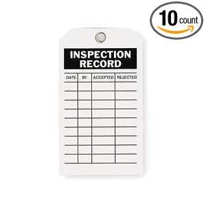  Industrial Grade 2RMU7 Inspection Tag, Inspection Record 