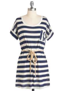 Party at the Pier Tunic   Stripes, Pockets, Short Sleeves, Blue, White 