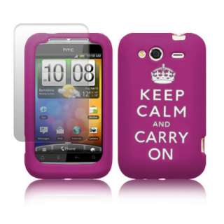 KEEP CALM & CARRY ON SILICONE CASE FOR HTC WILDFIRE S   HOT PINK 