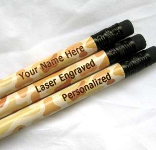 Custom PERSONALIZED Set of 12 Regular Pencils CAMO TAN  