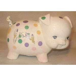  Personalized Dots Ceramic Piggy Bank: Home & Kitchen