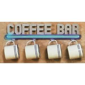  Coffee Bar   Neon and Metal Wall Sign (Silver/Blue) (5H x 