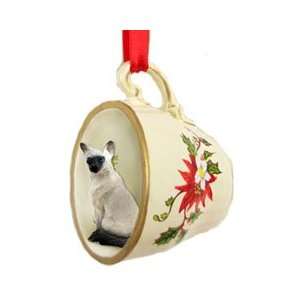  Siamese Cat in Tea Cup Kitten Christmas Ornament New Gift 