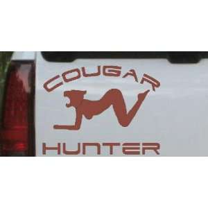 Cougar Hunter Funny Car Window Wall Laptop Decal Sticker    Brown 22in 