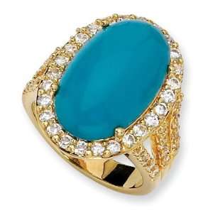   Silver Gold Plated CZ & Turquoise Fashion Ring: Arts, Crafts & Sewing