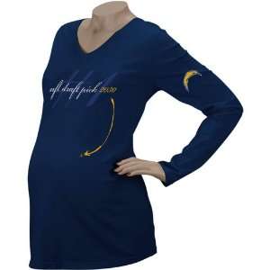   Navy Blue Draft Pick 2030 V neck Maternity Long Sleeve T shirt (Small