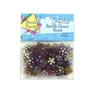  Bulk Pack of 72   Sparkle button flower beads, pack of 60 