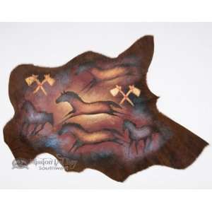  Painted Cow Hide for Western Decor 34x26   Ponies