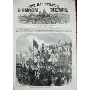  1867 Dudley Fountain Market Place Guards Horses Print 