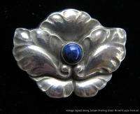 Vintage Signed Georg Jensen Denmark Sterling Silver Pin with Lapis 