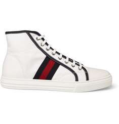 Gucci Striped High Top Canvas Sneakers