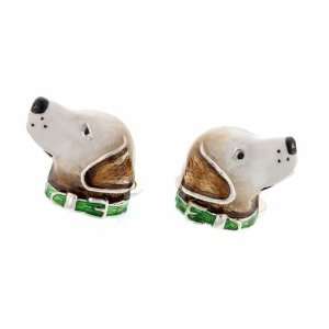 Sterling silver and enamel dog head cufflinks with presentation box 