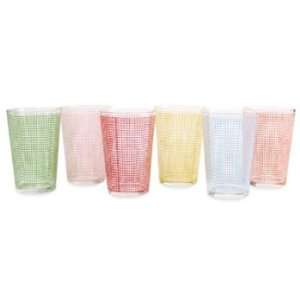   Retro Juice Glasses Grid Juice Glass, Set of 6