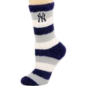 New York Yankees Ladies Multi Striped Feather Slipper Socks:  