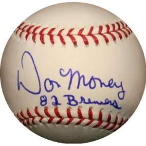 Don Money Autographed Ball   inscribed 82  Sports 