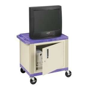   Utility Cart 3 Shelves Purple With Security Cabinet