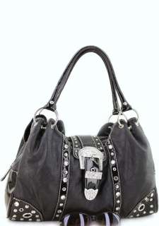 Black Rhinestone Inspired Designer Bag Buckle Handbag  