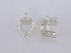 Heart 6 Prong Dangle Setting Sterling Silver  
