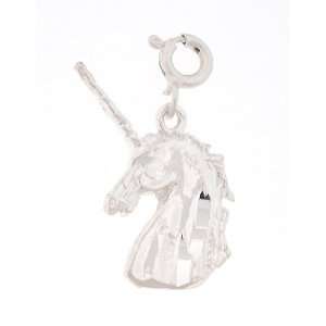   Silver 22 Figaro Chain Necklace with Charm Unicorn and Clasp Jewelry