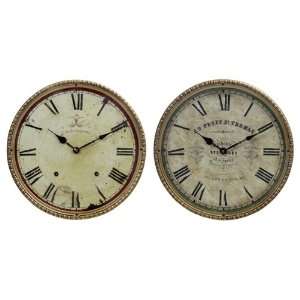  Set of 2 Antique Style Parisian Iron Wall Clocks
