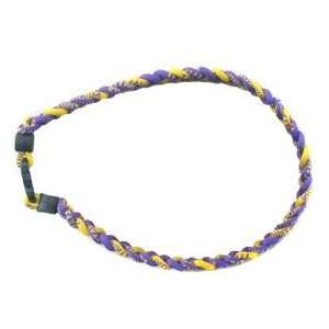    Titanium Ionic Braided Necklace   Purple/Gold: Sports & Outdoors