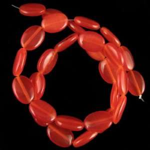    14mm red fiber optic cats eye flat oval beads 15 Home & Kitchen