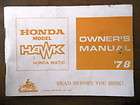 Owners Owners Manual 1978 Honda Hawk Hondamatic