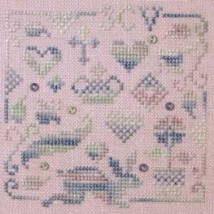  Blue Mountain Bunny (with charms)   Cross Stitch Pattern 