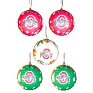   State Buckeyes 5 Pack Decoupage Ball Ornament Set