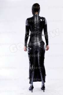   Gummi Corset dress 1.2mm Neck Corset Lace Up Catsuit Bodysuit  