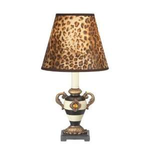  Jeweled Black and Cream Striped Urn Style Accent Lamp With 