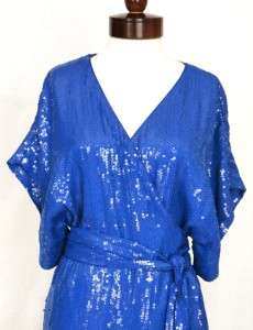   DvF JUDITH Sequin Wrap Gown Dress 4 UK 8 NWT BLUE Runway  