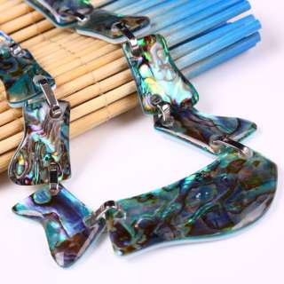 Paua Abalone Shell Beads Necklace 21.5 Freefrom Chain  