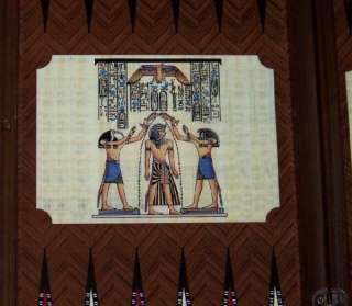 20 Wood Turkish EGYPTIAN PAPYRUS Scene Backgammon Set  