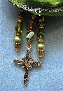 St. Maria Goretti Catholic Fabric Flower Bead Necklace  