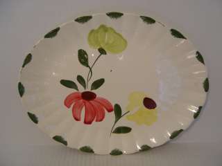 BLUE RIDGE SOUTHERN POTTERIES RED, YELLOW AND GREEN FLORAL PLATTER 