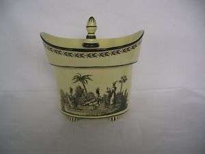 Vintage,Italian,Yellow Pottery,Lidded,Cache Pot  