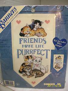 DIMENSIONS BANNERS CROSS STITCH KIT PURRFECT LIFE CATS 8X13 W 