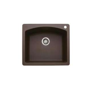   Mount Composite 25x22x10 1 Hole Single Bowl Kitchen Sink in Cafe Brown