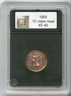 1900 1C Indian Head Small Cent XF inEntropy Slab+Label  