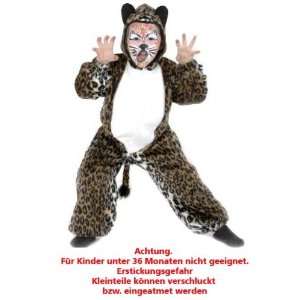 Leopard Tiger Overall Leo PLÜSCH 1tlg. mit Kapuze Kinder Tier Kostüm 