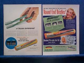 1940s (2) Pro phy lac tic Tooth Brush Ads Teeth Dentist  