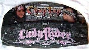 Headband Do Rag Wrap Chop Biker Black & Pink Lady Rider  