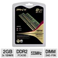 PNY MD2048KD2 533 2GB Dual Channel Memory Module   PC4200, DDR2 
