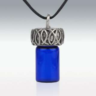 Fish Cobalt Glass Cremation Jewelry   Engravable   