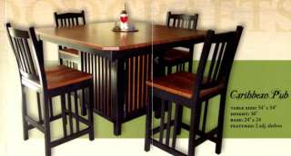 Pub Dining Tables Amish Black 5pc Set Square Wooden New  