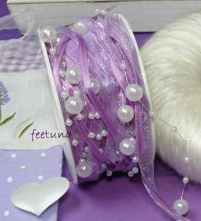 1m Perlengirlande Hochzeit Perlen Satinband Braut Perlenband Farbwahl 